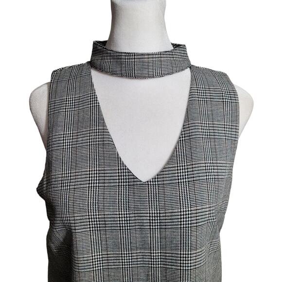 NWT Hem Thread Plaid Choker Dress Sm Preppy Collared Cutout Style Academia Core - Picture 3 of 10